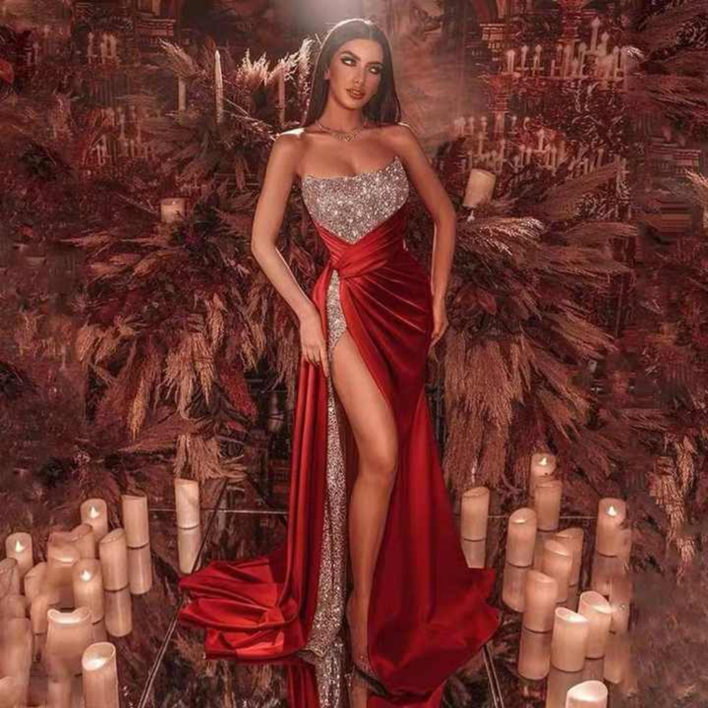 Off-Shoulder Sequin Gown Elegance Crate