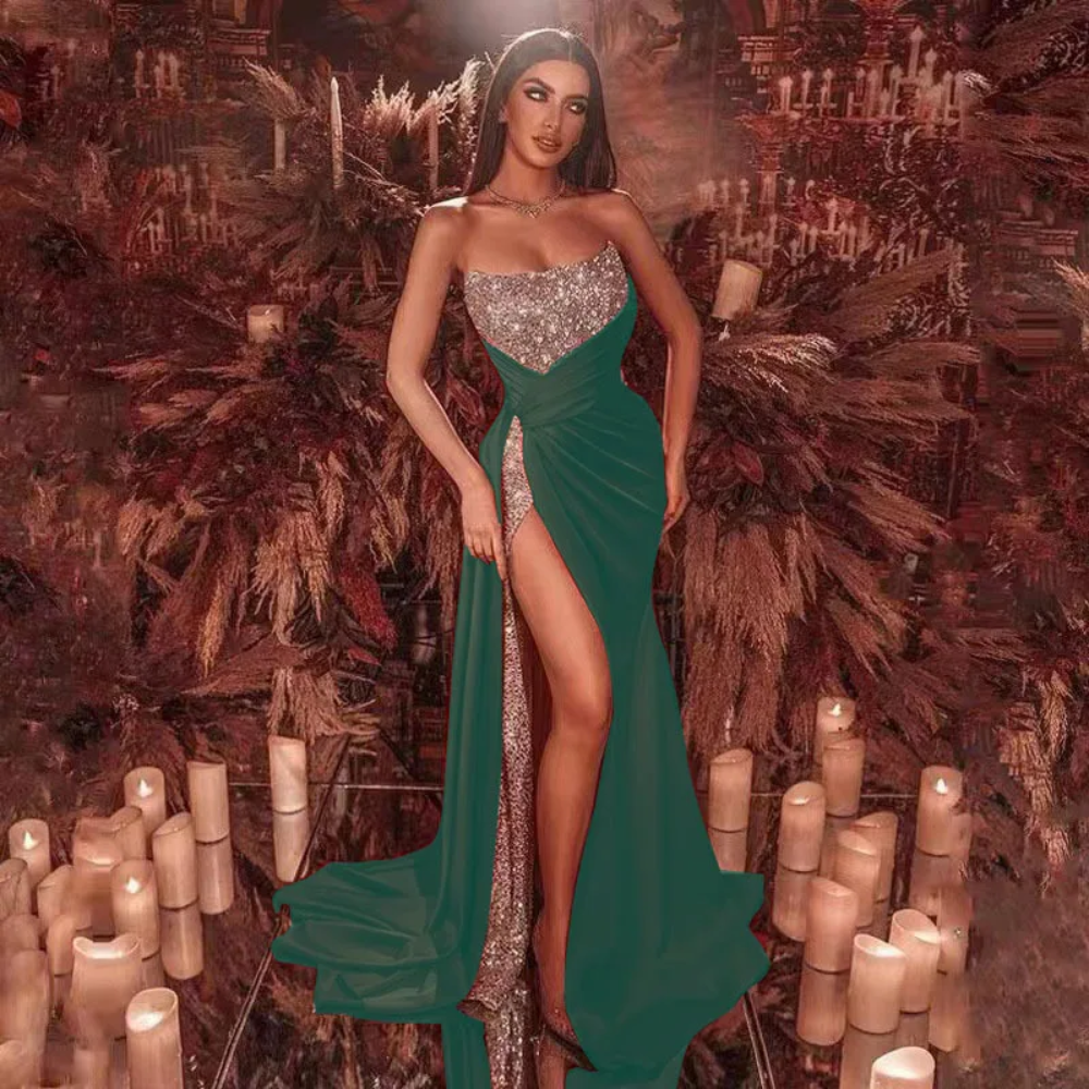 Off-Shoulder Sequin Gown Elegance Crate