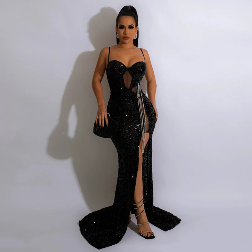 Velora Sequined Maxi Gown Elegance Crate