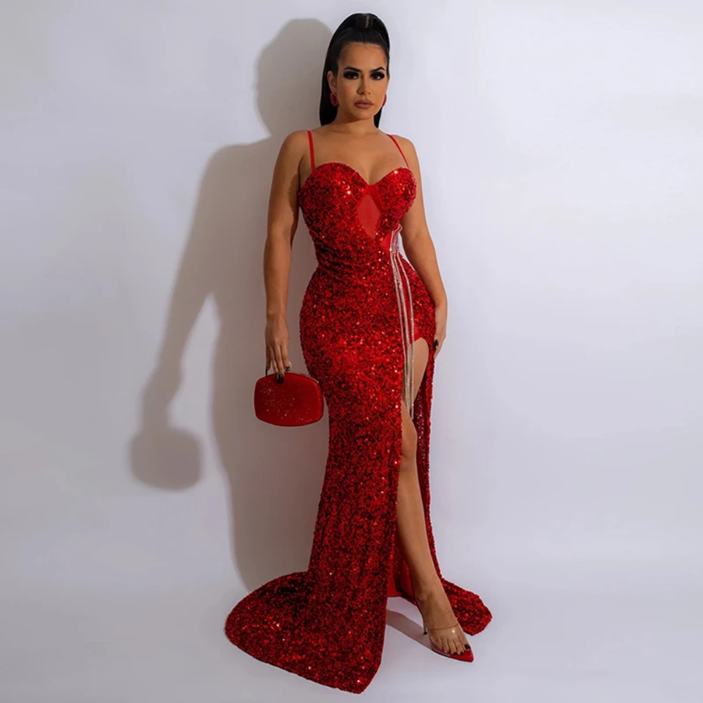 Velora Sequined Maxi Gown Elegance Crate