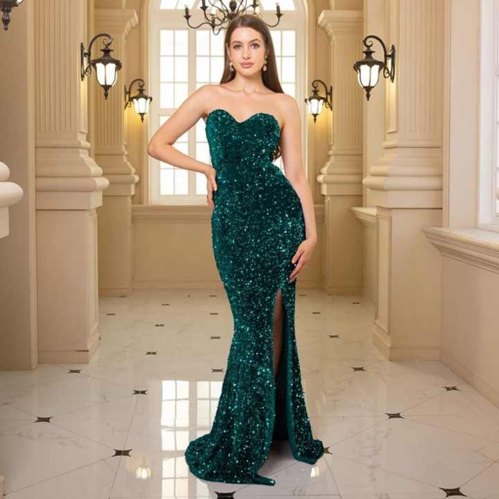 Aria Strapless Sequin Gown Elegance Crate