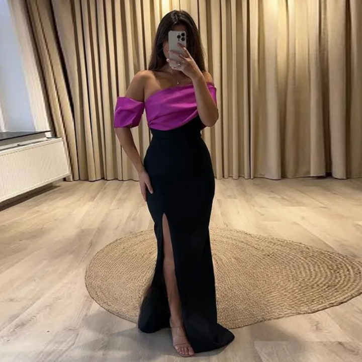 Monochrome Elegance Gown Purple