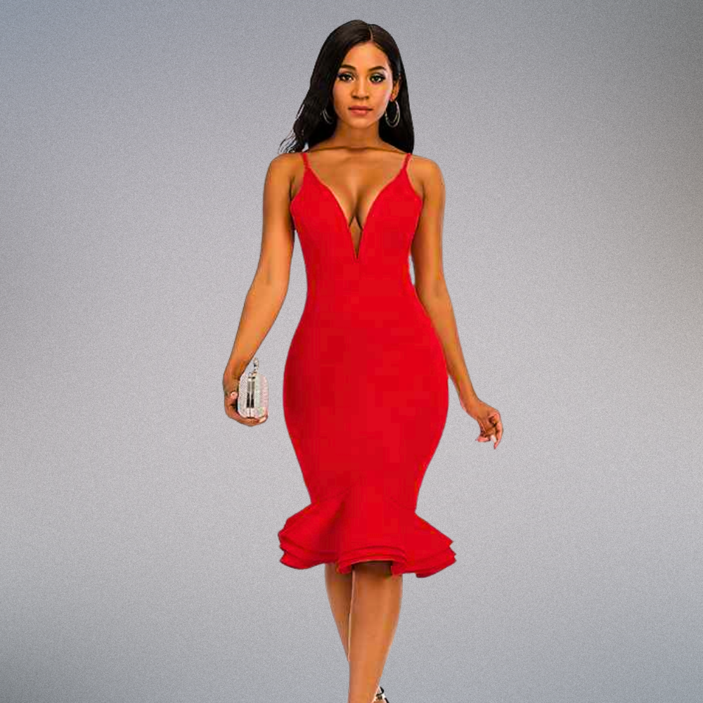 Frilled Midi Dress Elegance Crate