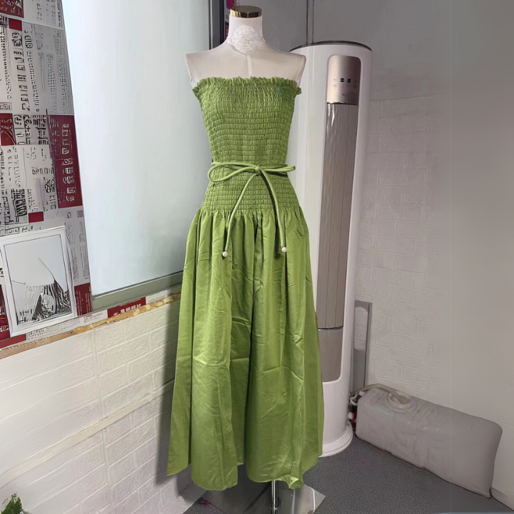 Olive Serenity Strapless Gown Green