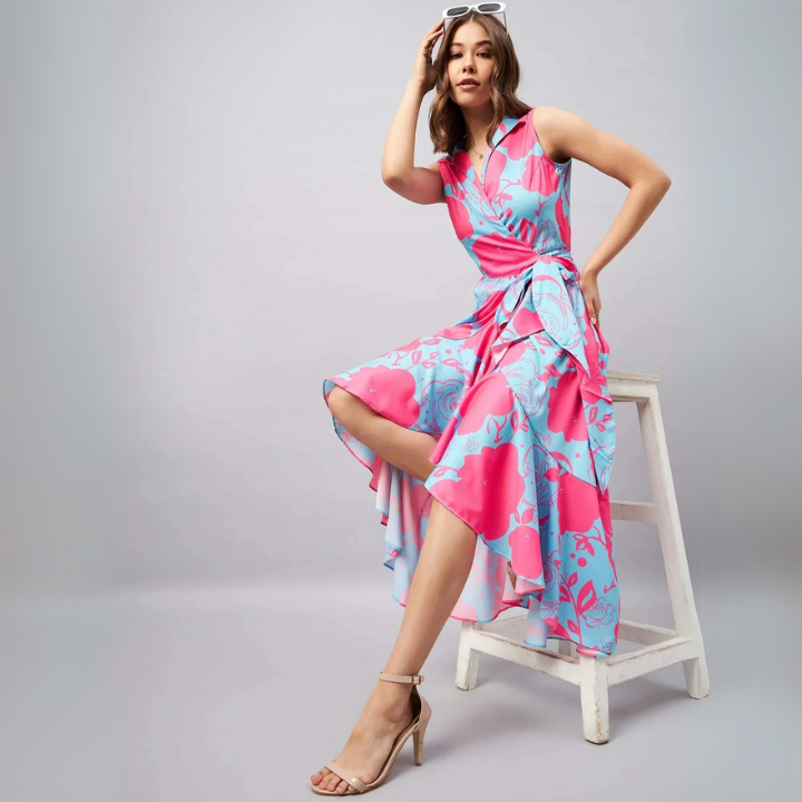 Floral Breeze Asymmetrical Dress Pink