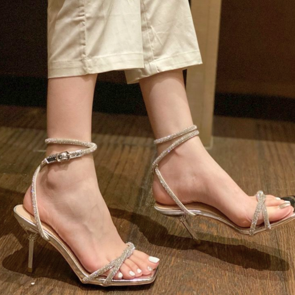 Rhinestone Sandal Heels Elegance Crate