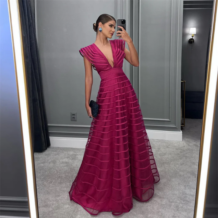 Lime Glow Evening Gown Red