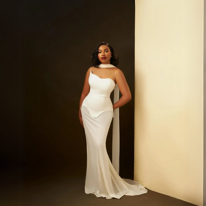 Regal Ivory One-Shoulder Gown White
