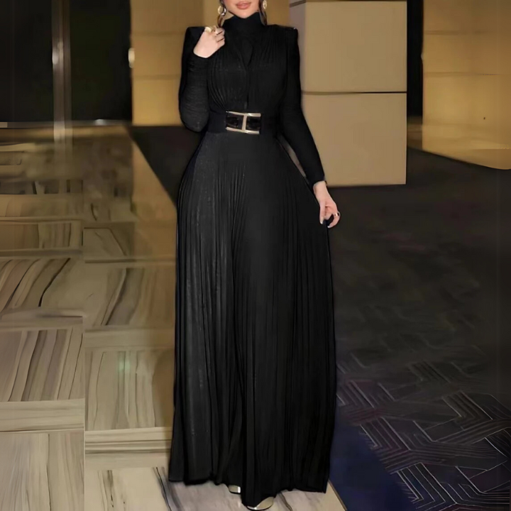 Majesty Pleated Gown Black