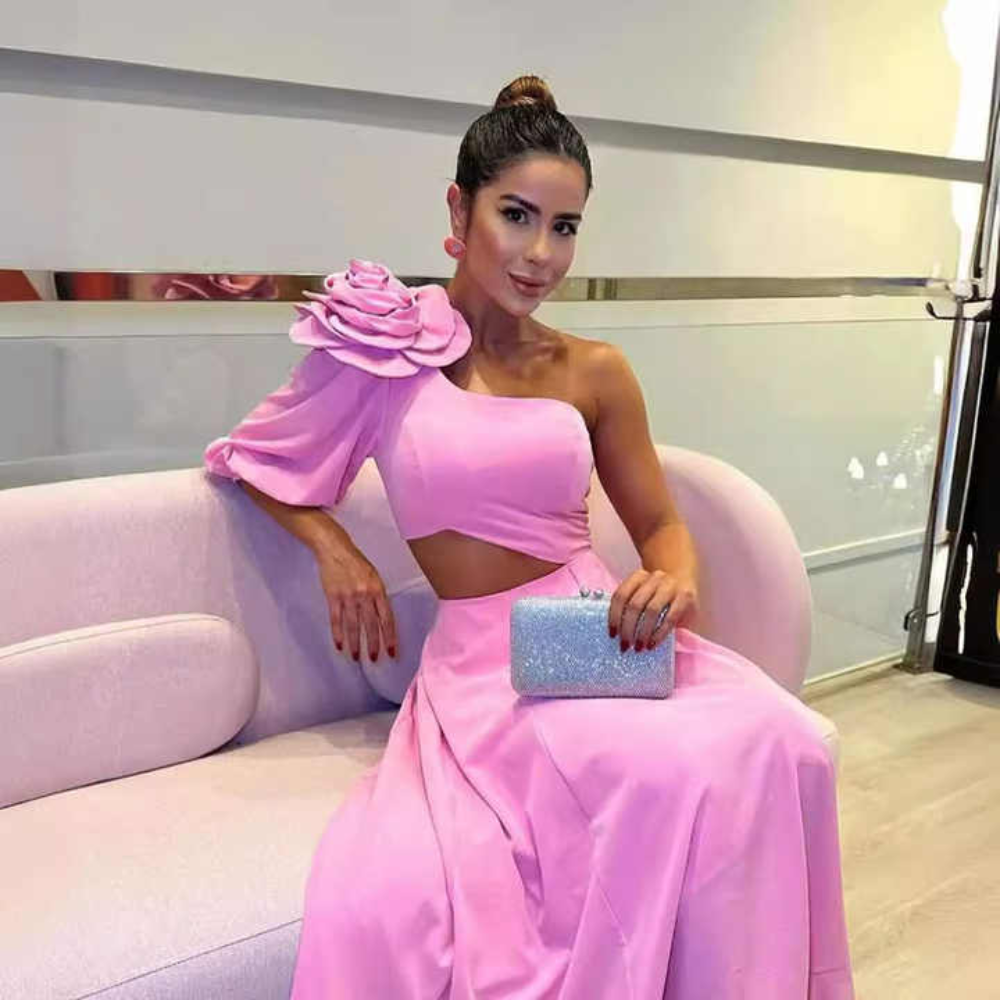 Floral One-Shoulder Maxi Dress Elegance Crate