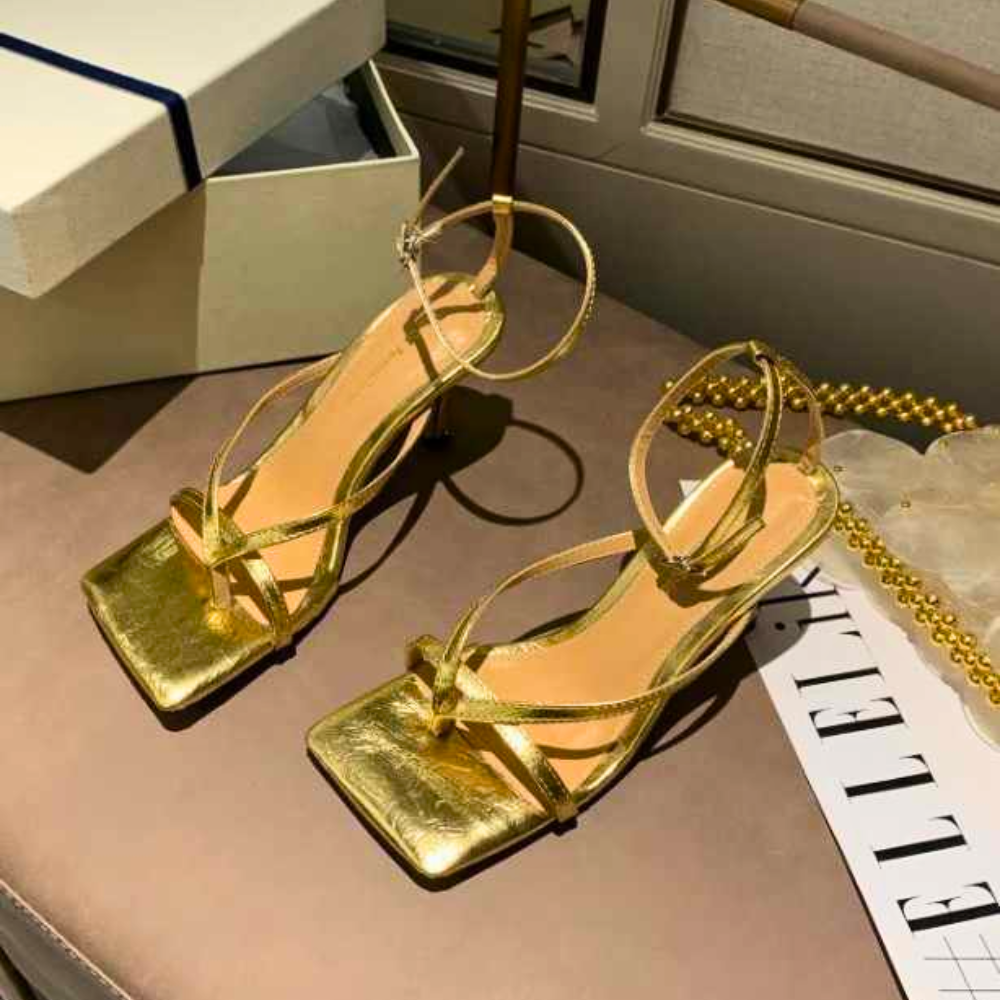 Aurora Metallic High Heel Sandals Elegance Crate