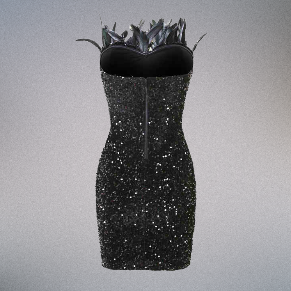 Midnight Plume Sequin Dress Elegance Crate