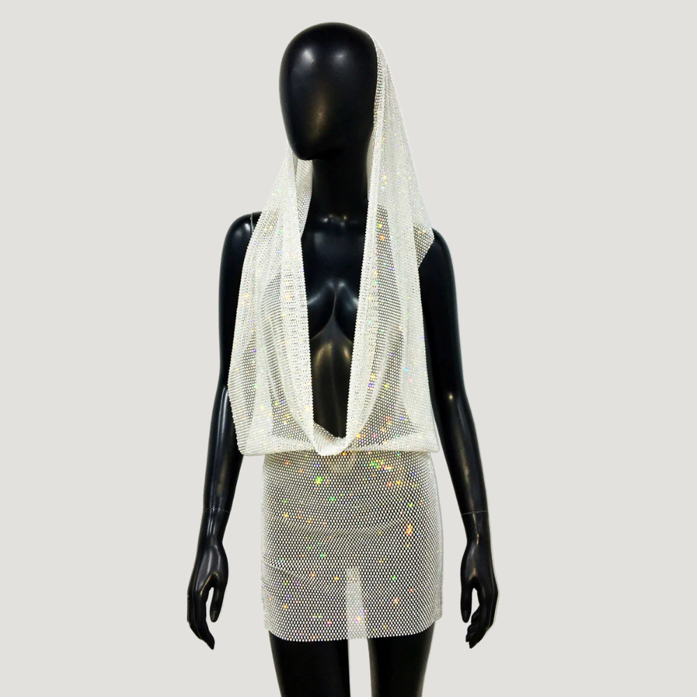 Celestial Spark Hooded Mini Dress Elegance Crate