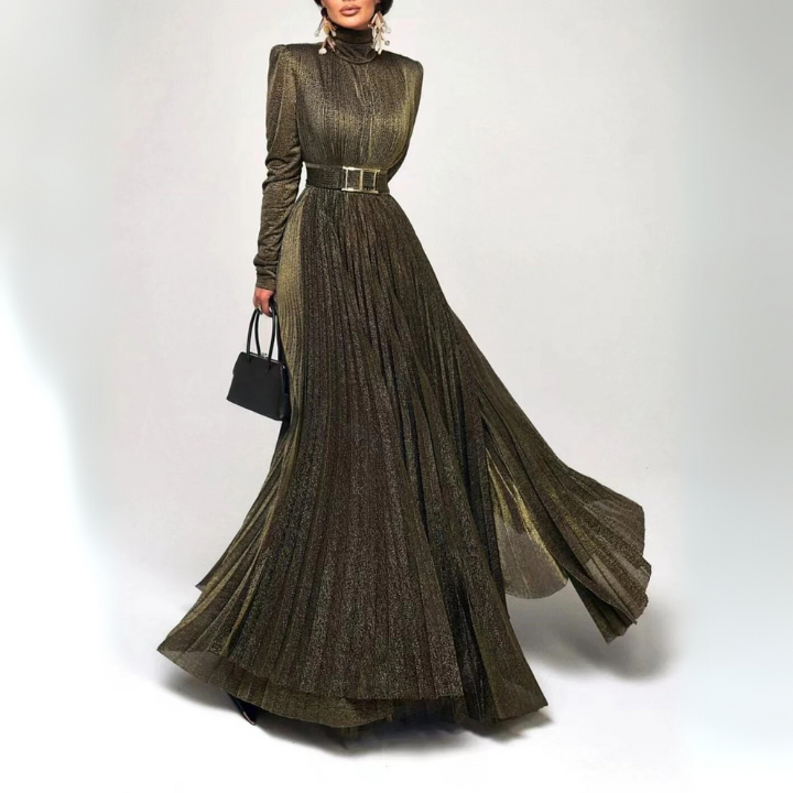 Majesty Pleated Gown Green
