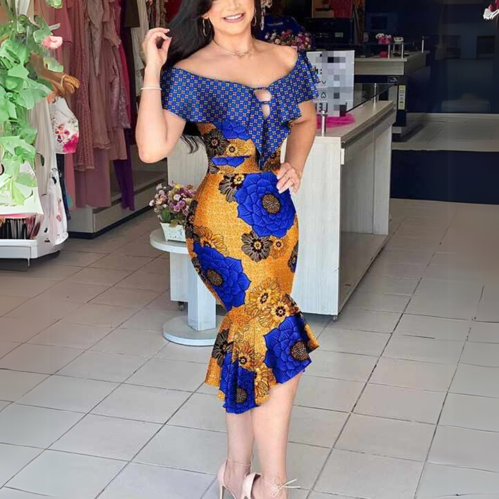 Royal Bloom Ankara Dress