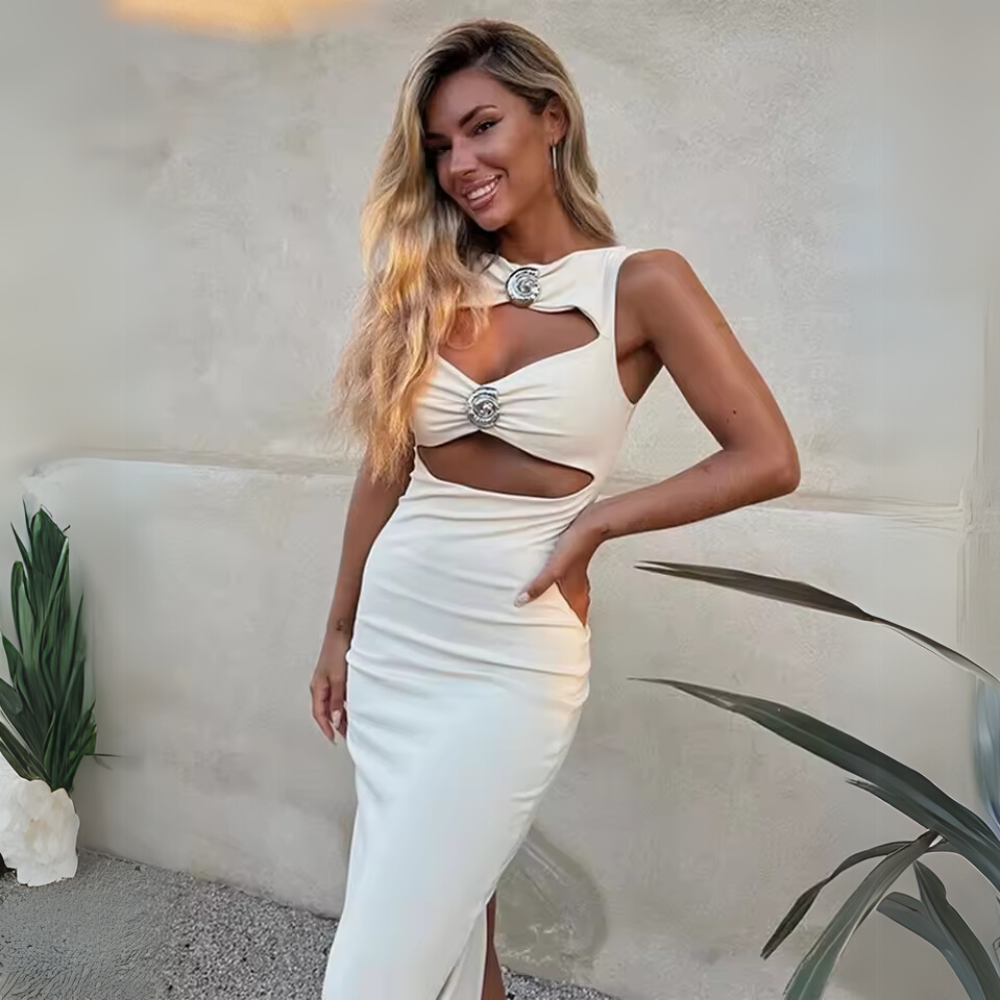 Champagne Glow Cutout Gown