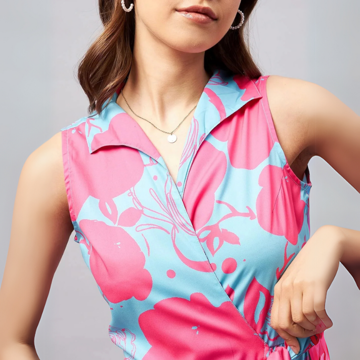 Floral Breeze Asymmetrical Dress Pink