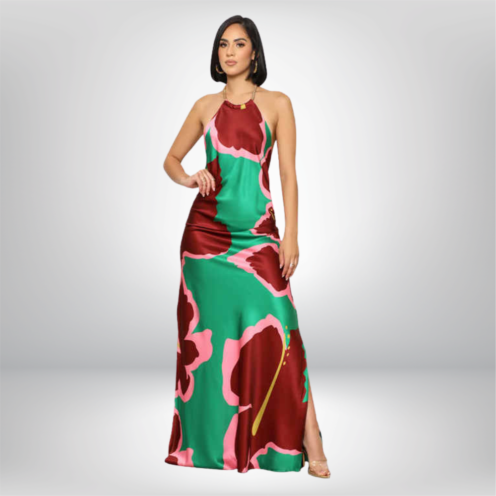 Tropical Bloom Satin Gown Elegance Crate