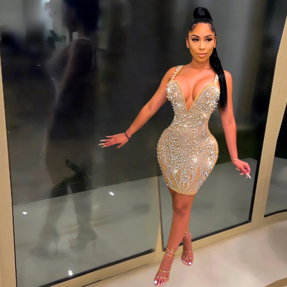 Valeria Crystal Mirage Bodycon Dress Elegance Crate