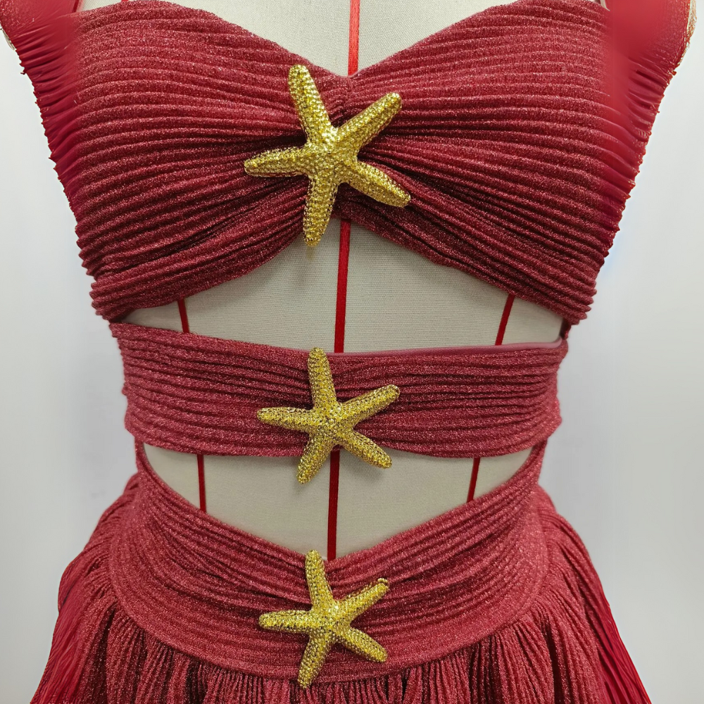 Coral Star Ruffle Dress