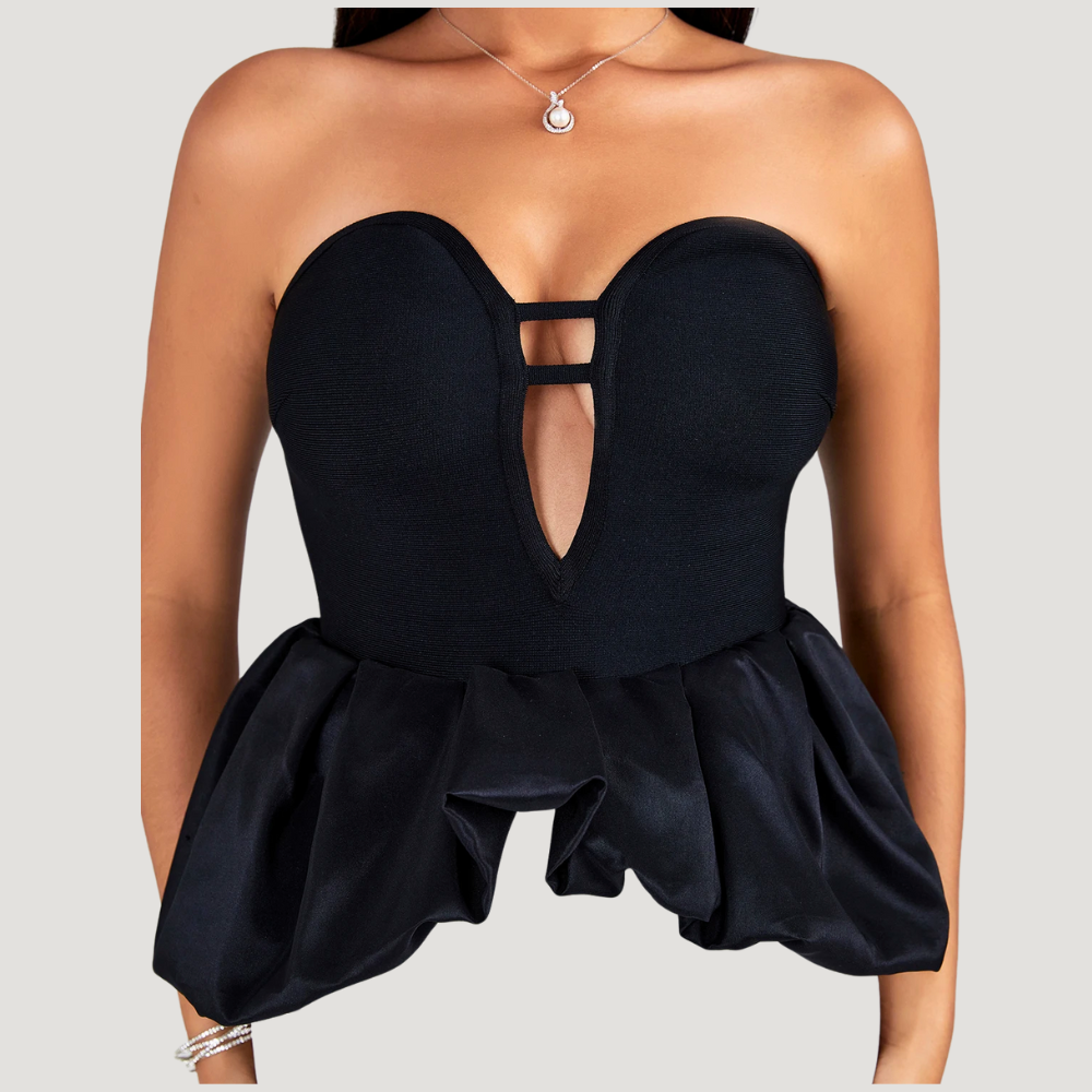 Monochrome Majesty Peplum Dress Elegance Crate