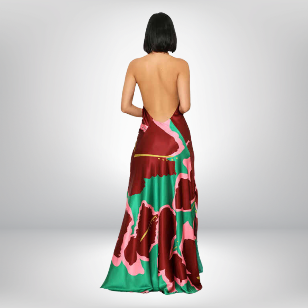 Tropical Bloom Satin Gown Elegance Crate