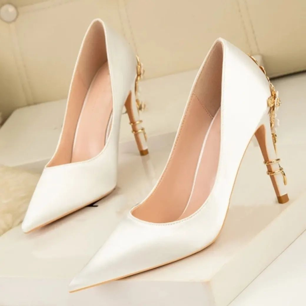 Celeste Satin High Heel Pumps Elegance Crate