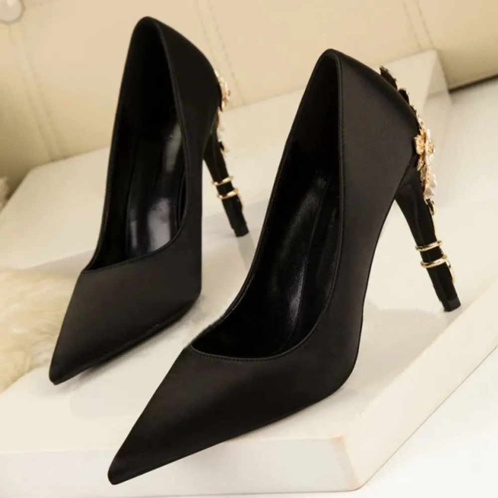 Celeste Satin High Heel Pumps Elegance Crate