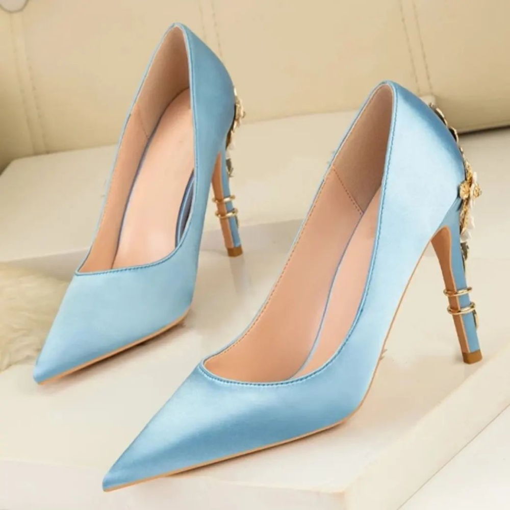 Celeste Satin High Heel Pumps Elegance Crate