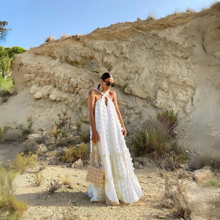 Ocean Breeze Halter Maxi Dress White