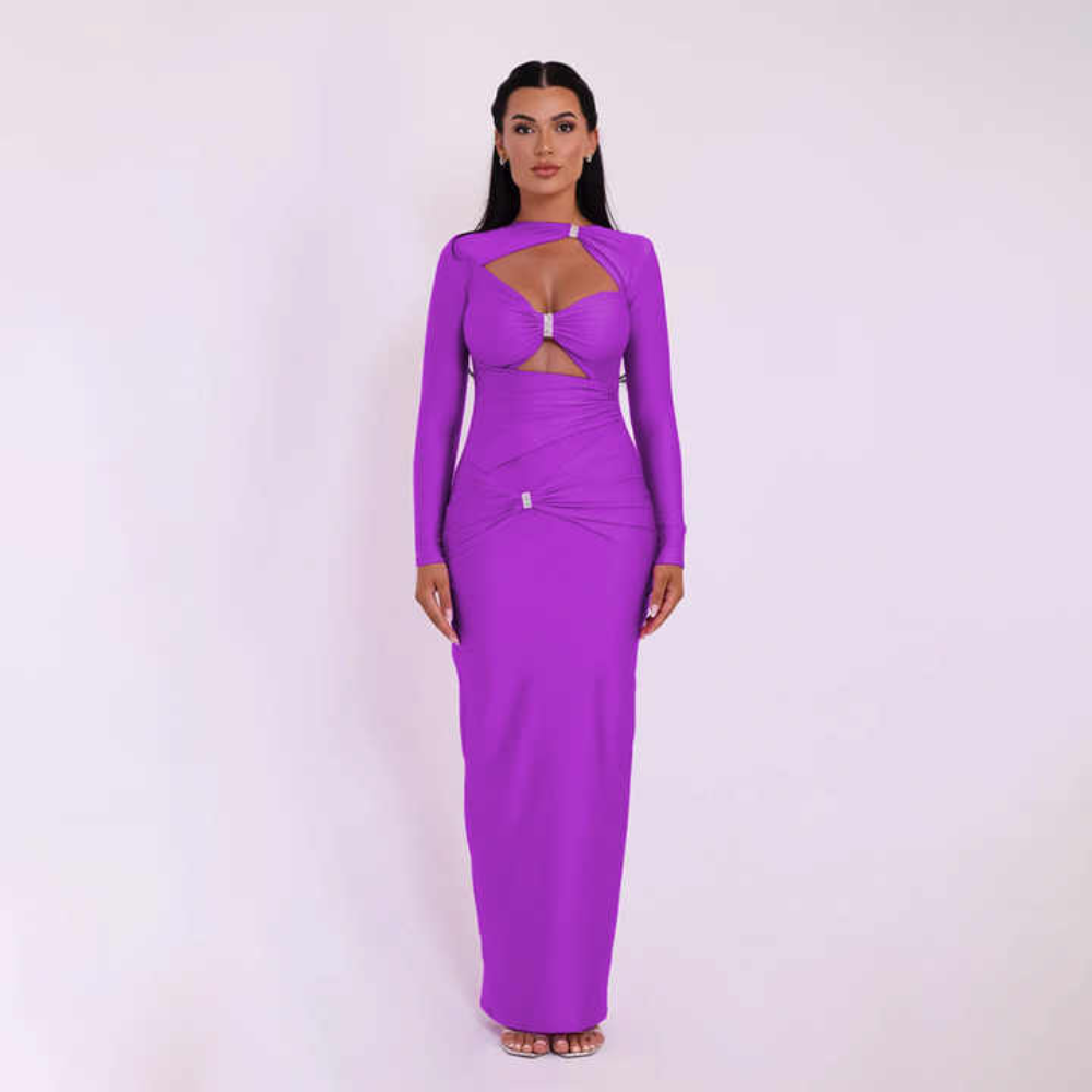 Sapphire Elegance Cutout Gown Elegance Crate