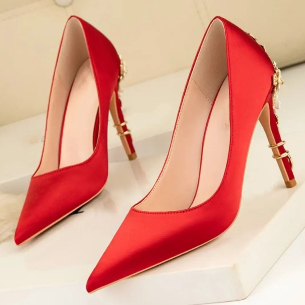 Celeste Satin High Heel Pumps Elegance Crate