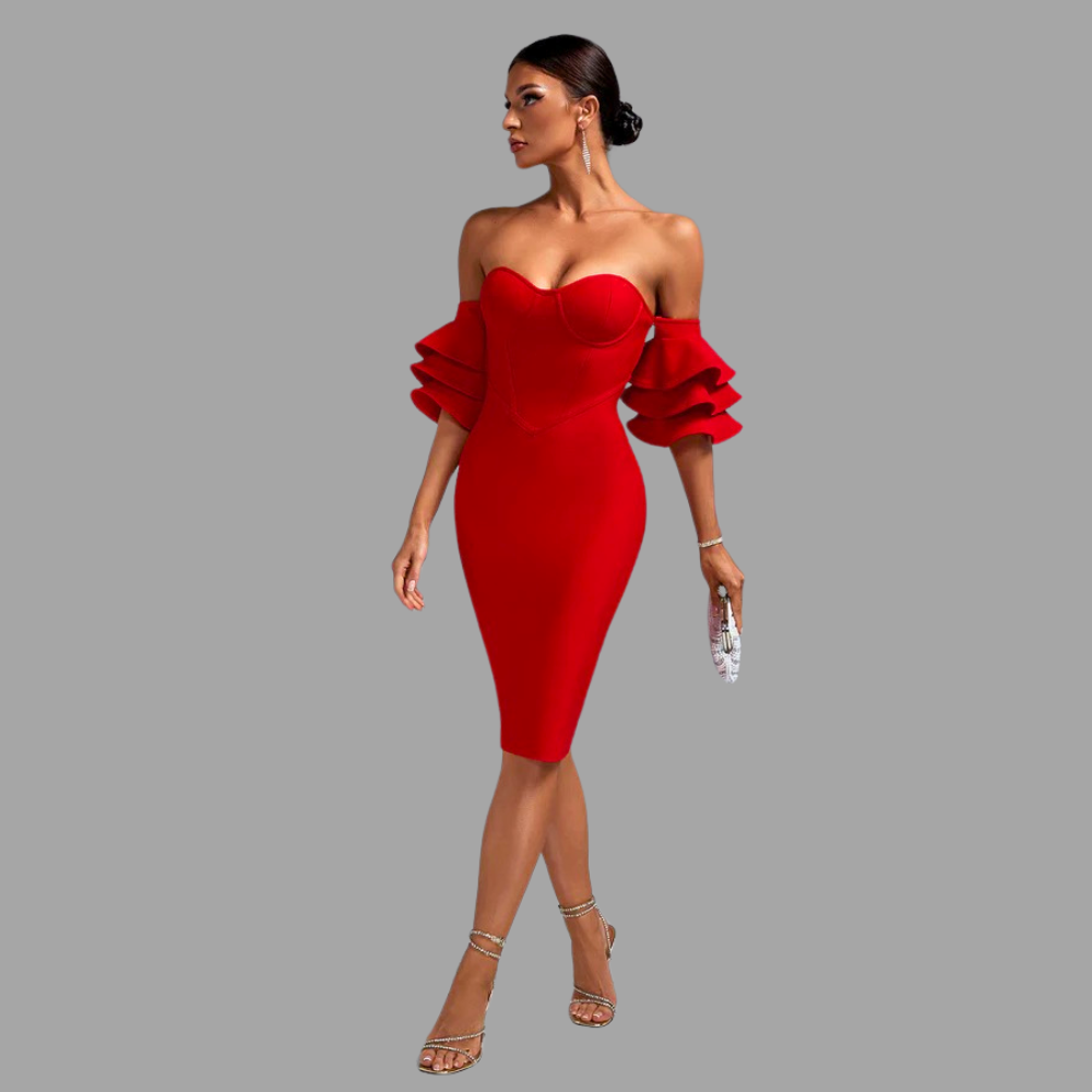 Scarlet Majesty Ruffle Dress Elegance Crate