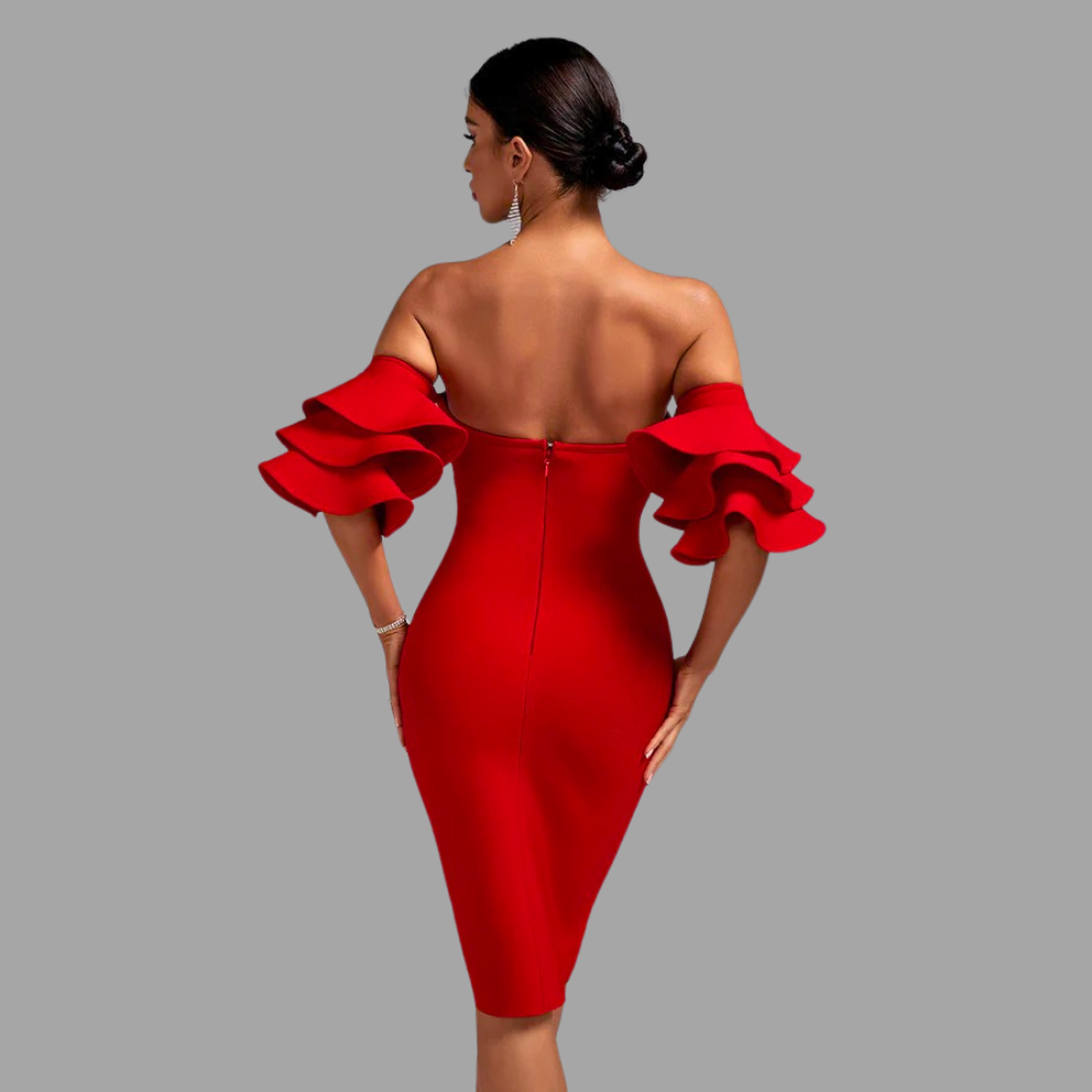 Scarlet Majesty Ruffle Dress Elegance Crate