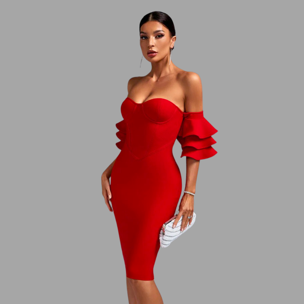 Scarlet Majesty Ruffle Dress Elegance Crate