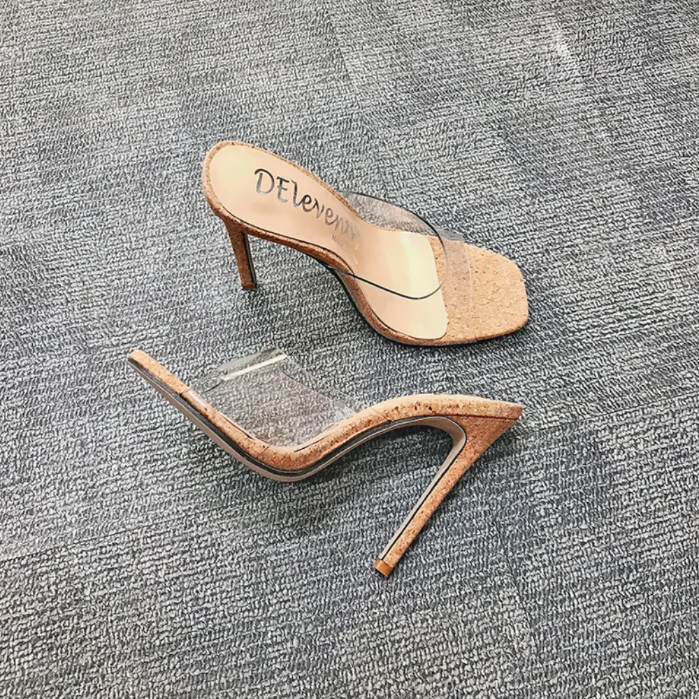 Clara Transparent Slip-On Heels Elegance Crate