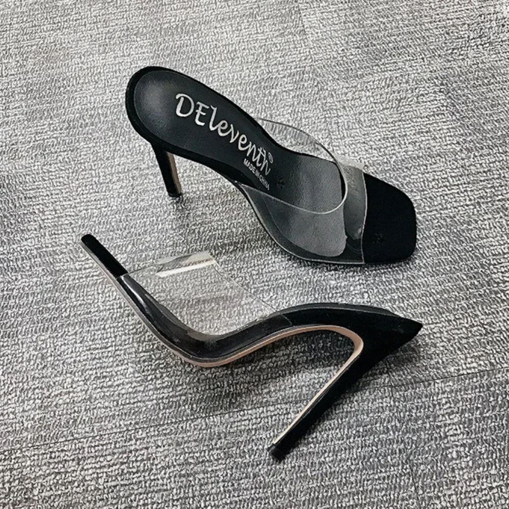 Clara Transparent Slip-On Heels Elegance Crate