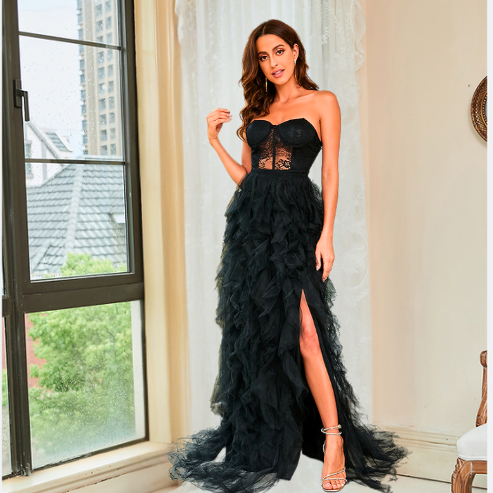 Sheer Lace Evening Dress Elegance Crate
