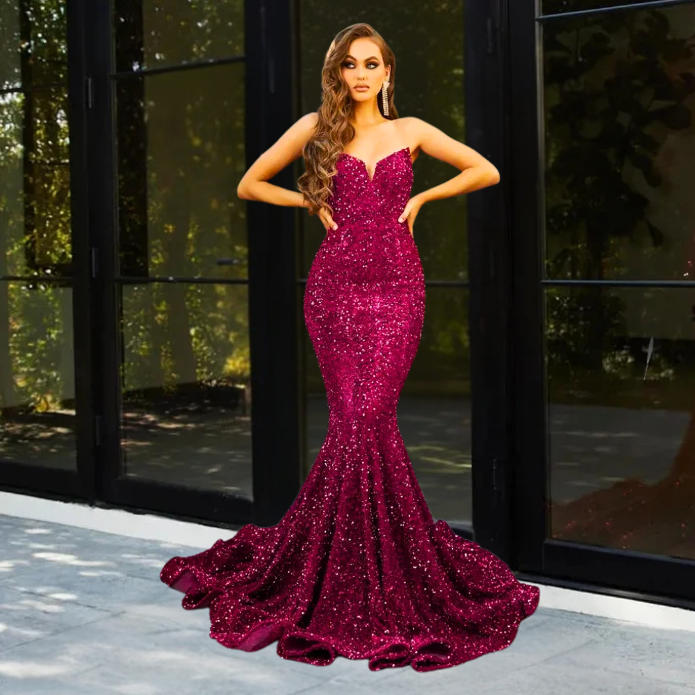 Queenly Beaded Mermaid Gown Elegance Crate