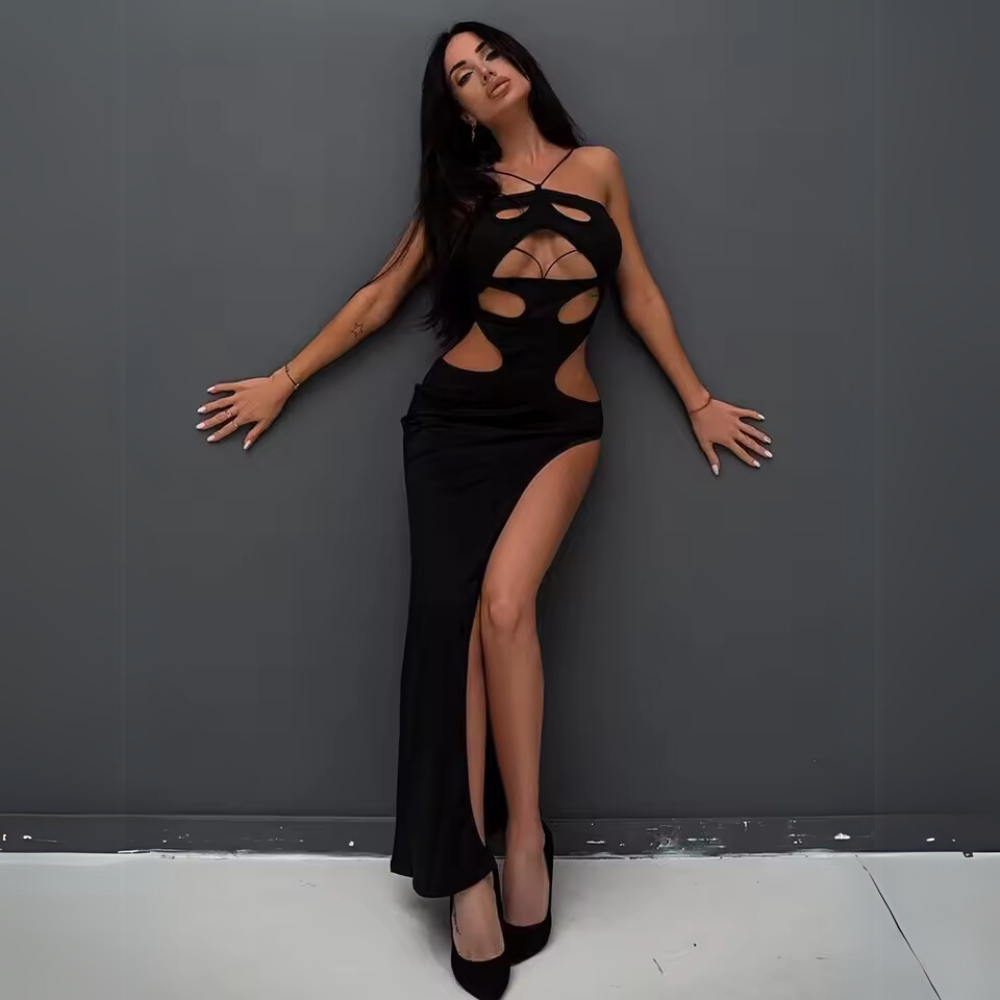 Black Cutout Strappy Maxi Dress