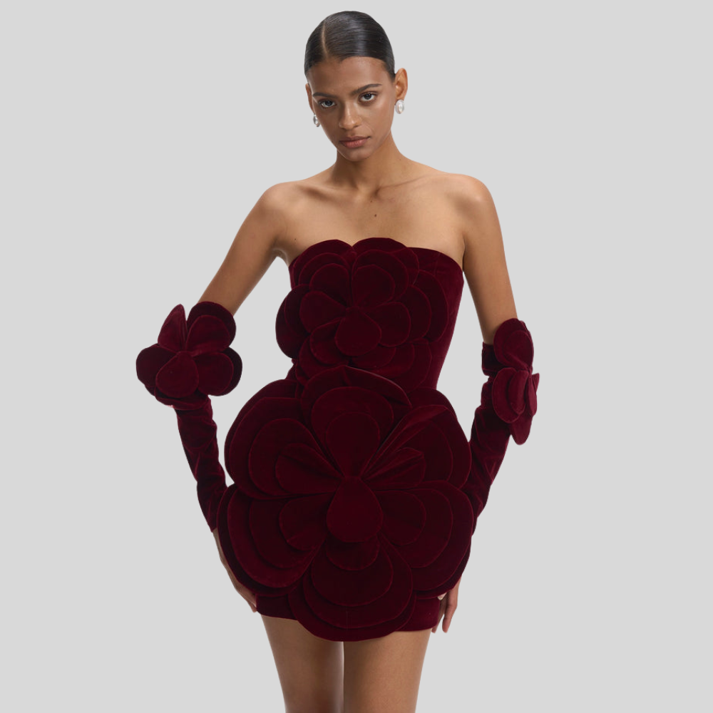 Flora Velvet Mini Dress Elegance Crate