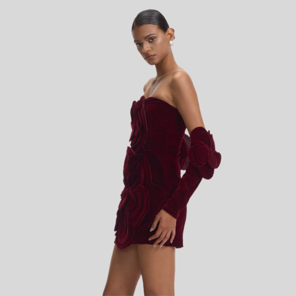 Flora Velvet Mini Dress Elegance Crate