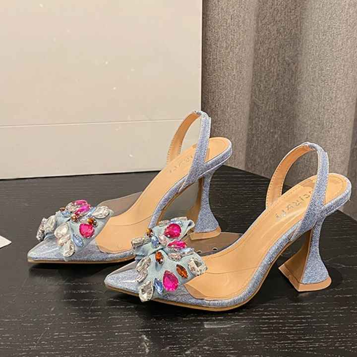 Aveline Rhinestone Bow Heels Elegance Crate
