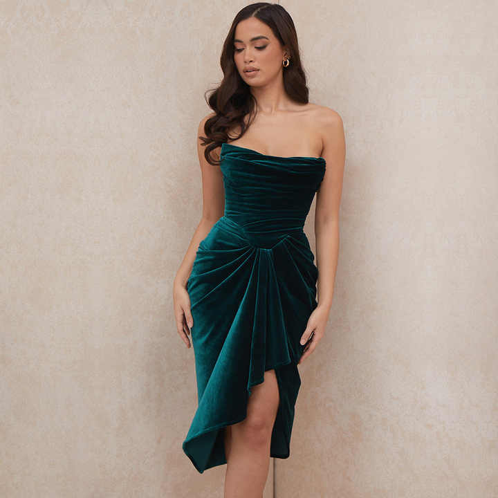 Selene Emerald Velvet Dress Elegance Crate