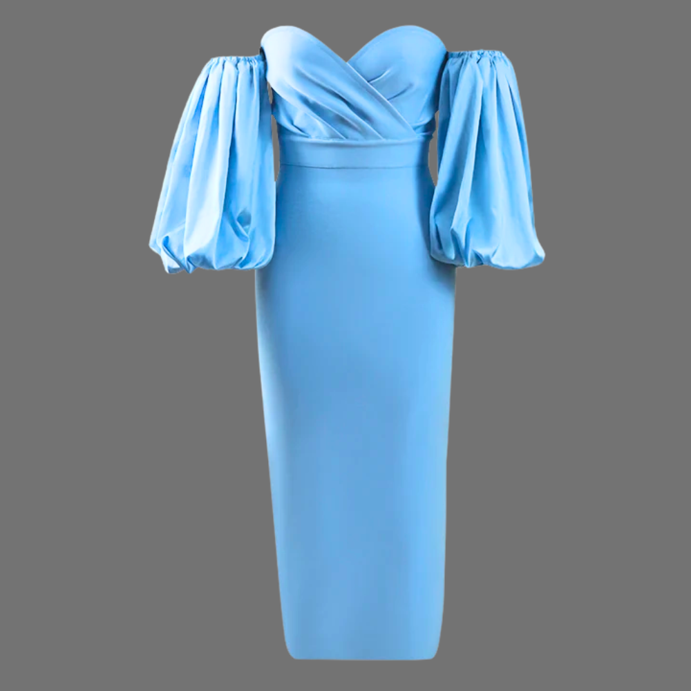 Vivienne Strapless Puff Sleeve Dress Elegance Crate