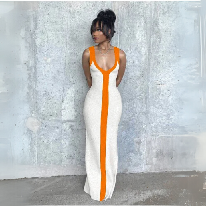 Bold Contrast Elegance Dress Orange