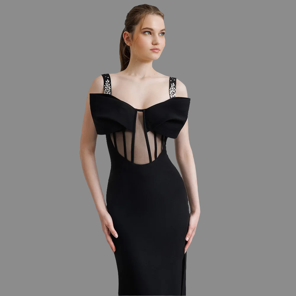 Midnight Bow Corset Gown Elegance Crate