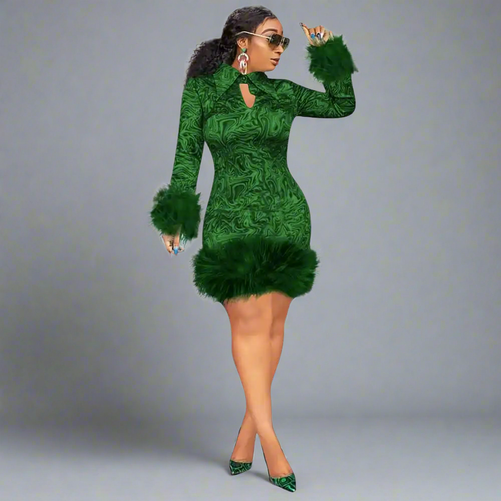 Luxe Feline Feather Dress Elegance Crate