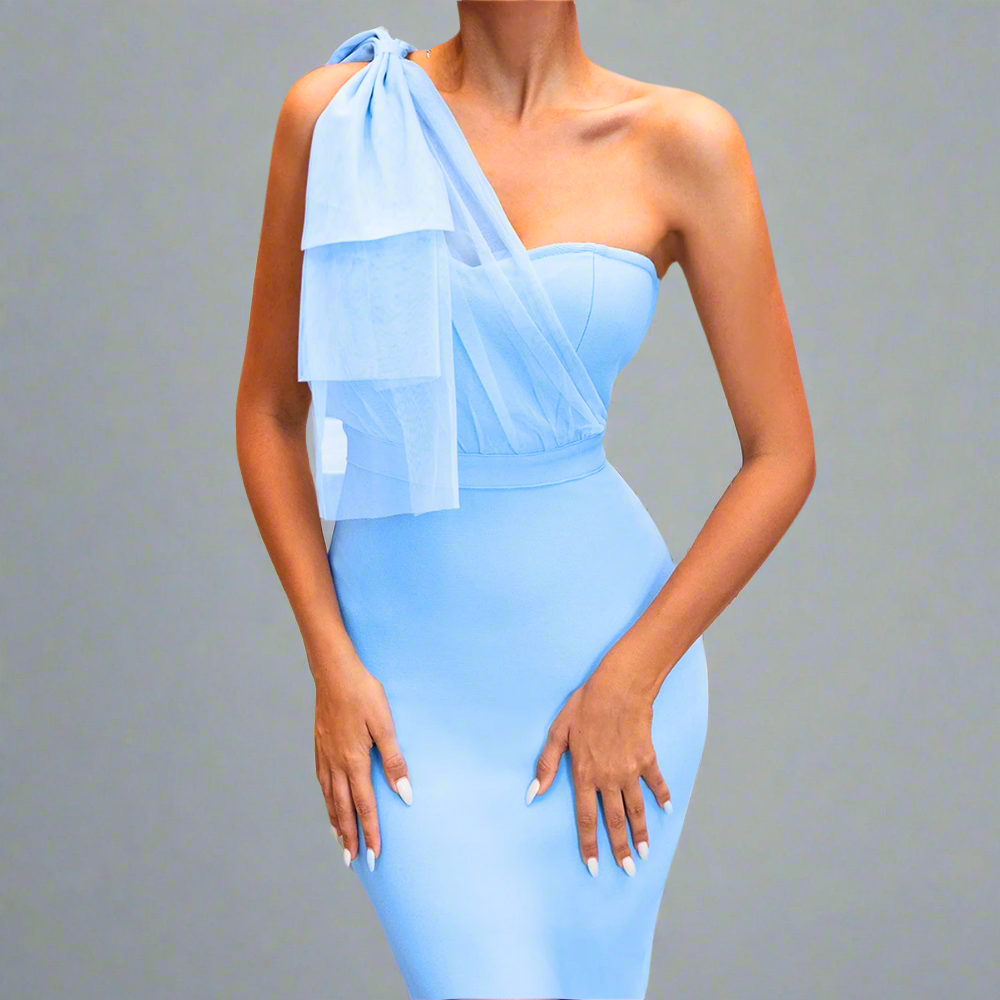 Seraphina Blue Satin Dress Elegance Crate