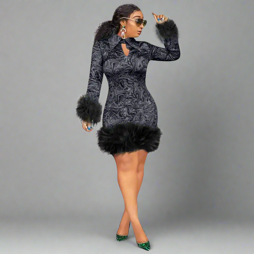 Luxe Feline Feather Dress Elegance Crate